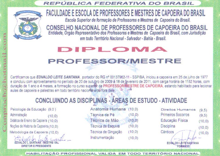 Diploma do Mestre Val