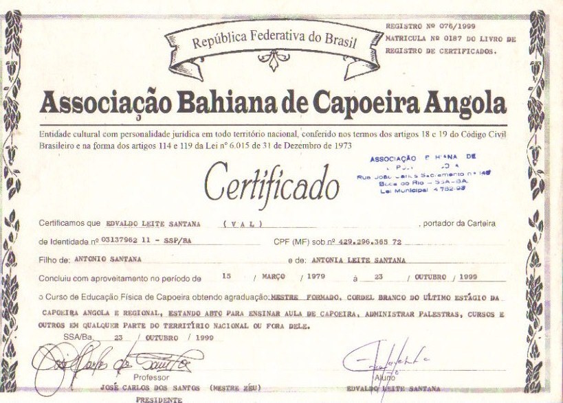 Certificado de Mestre